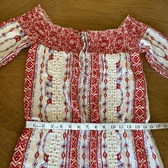 Saylor Red and White Blouson Blossom Mini Dress Size Small - Picture 8 of 12